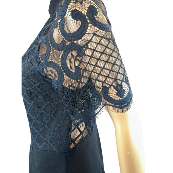 Womens Lattice Lace Wide Leg Jumpsuit Size M Black Money Mob Wife - Picture 6 of 15